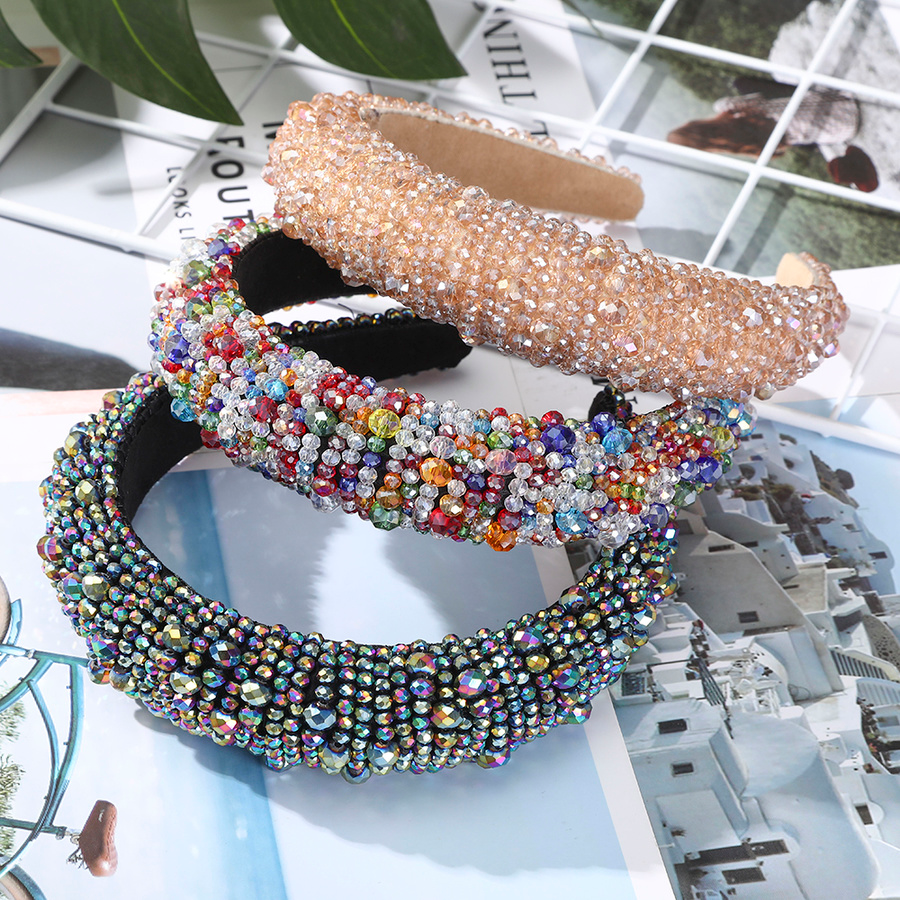 Băng Đô Cài Tóc Phối Hạt Lấp Lánh Phong Cách Retro