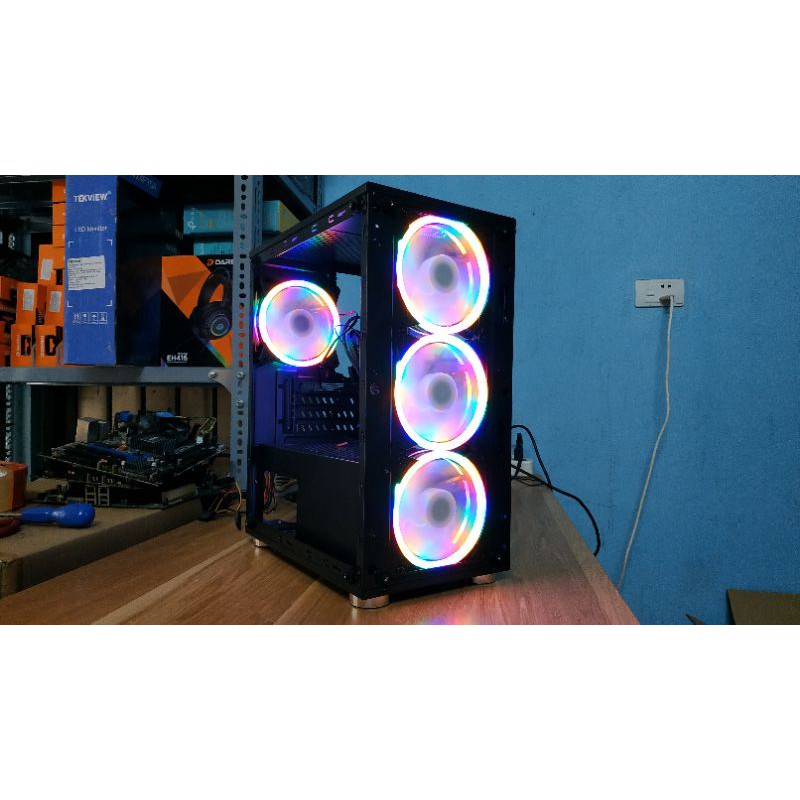 Combo Vỏ Case Xigmatek NYX Kèm 4 Fan LED 5 Màu - M-ATX, 2 SIDE TEMPERED GLASS New chính hãng Mai Hoàng