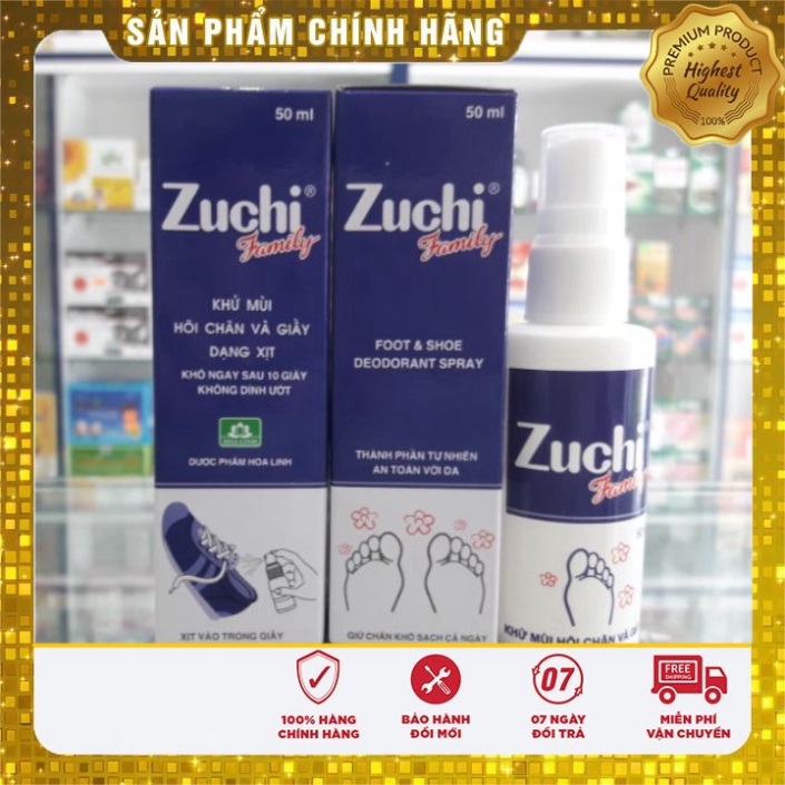 [Chính hãng] Xịt khử mùi hôi chân và giày ZuChi Family - Chai 50ml  Date mới