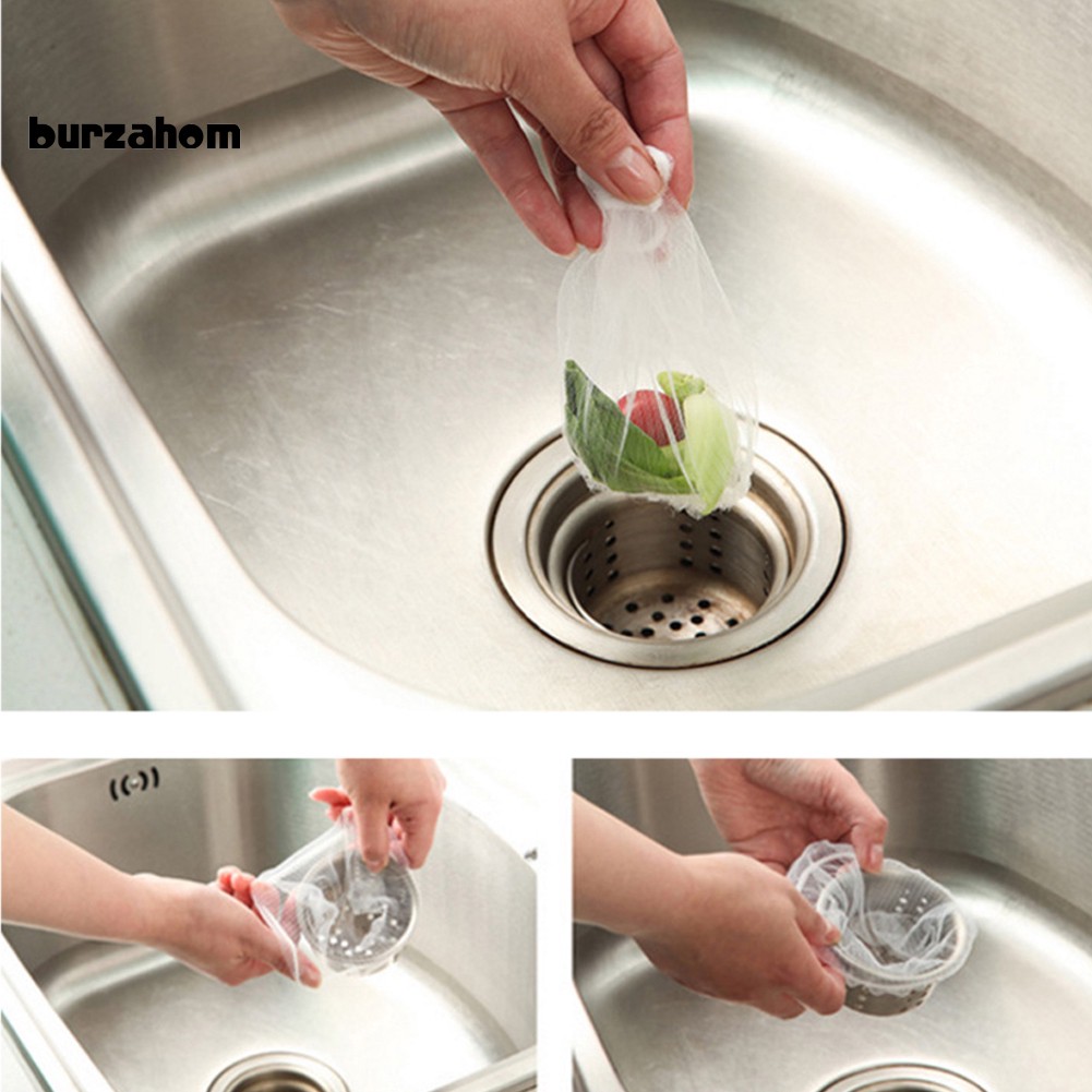 Burzahom_30/100Pcs Kitchen Sink Strainer Garbage Filter Bag Net Mesh Anti Clogging Pouch