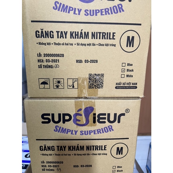 Găng tay y tế Nitrile superior màu đen, chuyên phun xăm nghệ thuật