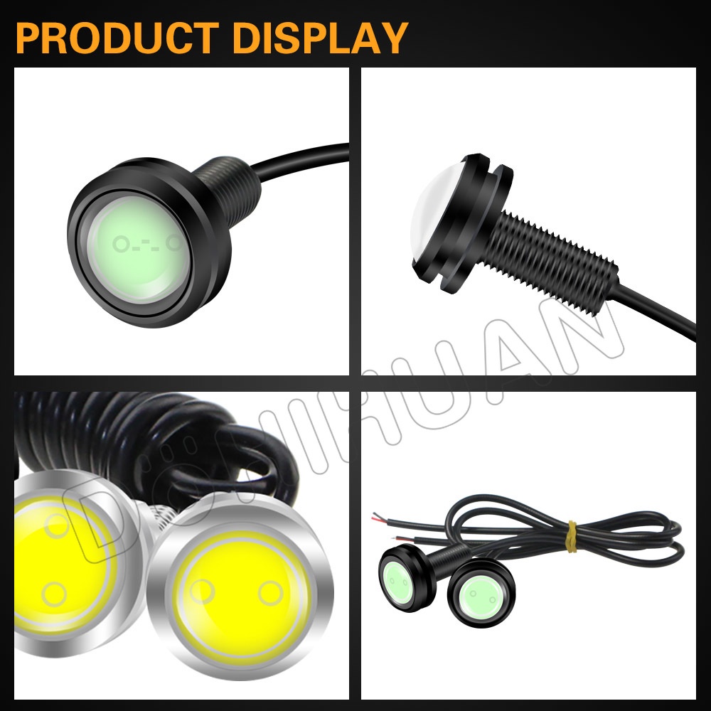 DOHIHUAN 1 Đèn LED COB Mắt Đại Bàng Hình Đậu Phộng Chống Nước Sương Mù DRL 23mm Cho Xe Hơi Xe Máy