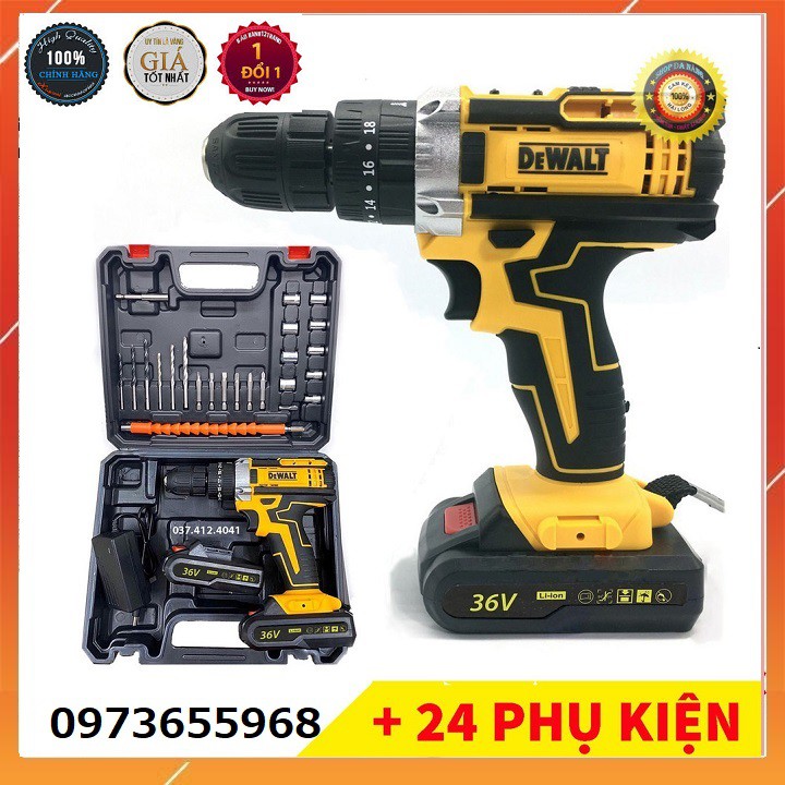 máy khoan pin dewalt 36v ( SIÊU KHỎE , BỀN BỈ )  LOẠI 1 khoan tường khoan bê tông,khoan sắt 3 chức năng