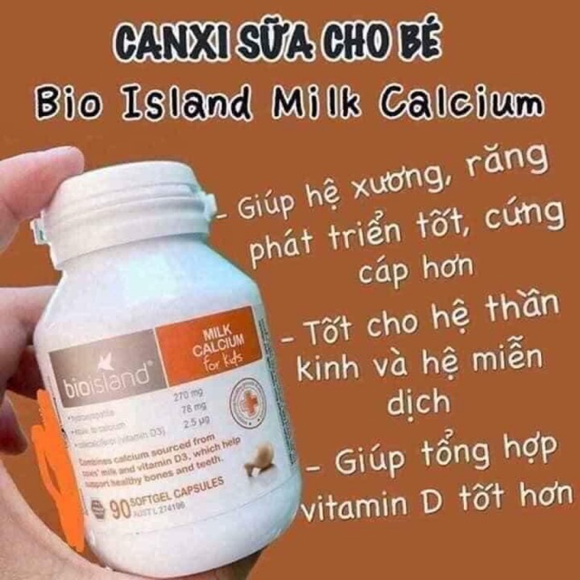 Canxi milk (canxi sữa) Bioisland cho bé từ 6 tháng trở lên