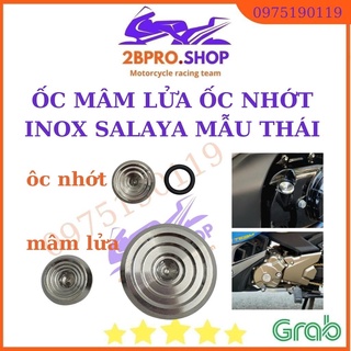 Ốc mâm lửa inox salaya , ốc nắp nhớt salaya mẫu thái , nút đề inox gắn mâm lửa Honda Yamaha - 2BPRO.SHOP