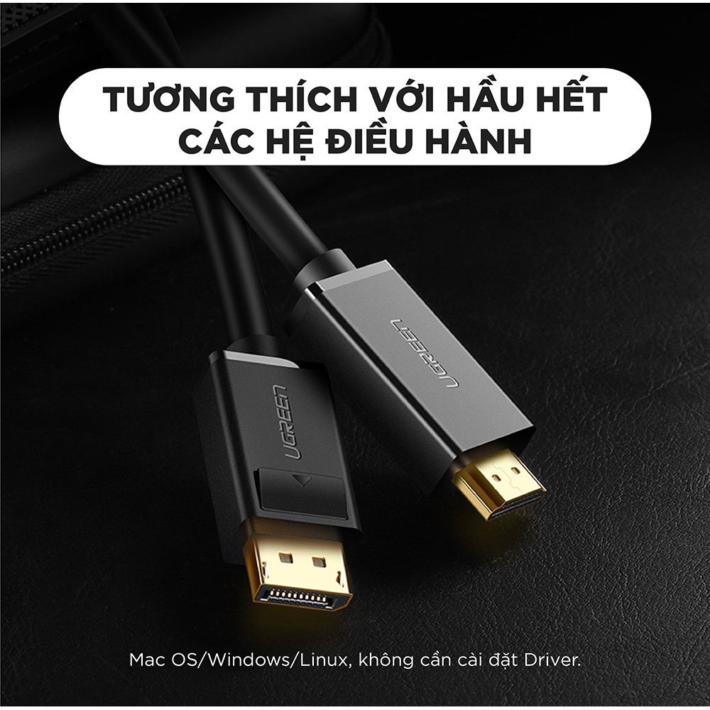 Cáp DisplayPort ra HDMI 4K Cao Cấp UGREEN MM137 - Hàng phân phối chính hãng - Bảo hành 18 tháng