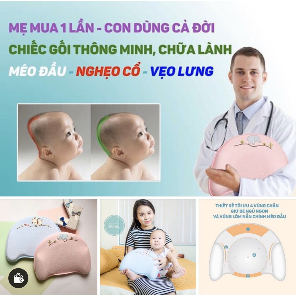 Gối cao su non, Gối chống bẹp méo đầu Babymoov