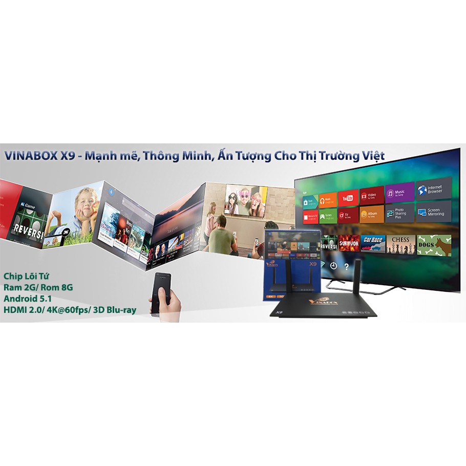 Android TV Box Vinabox X9 Ram 2G Tặng kèm Remote