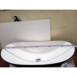 Chậu lavabo thuyền trắng đen