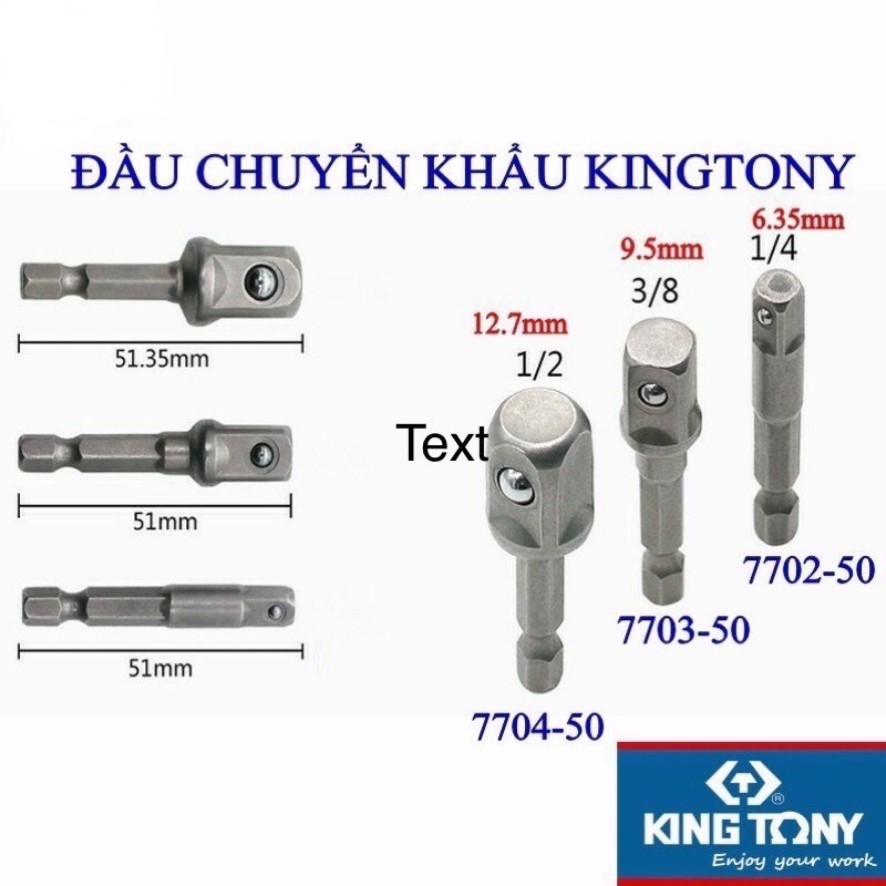 ĐẦU CHUYỂN TUÝP TỪ BẮN VÍT SANG BU LÔNG 1/4 3/8 1/2 KINGTONY