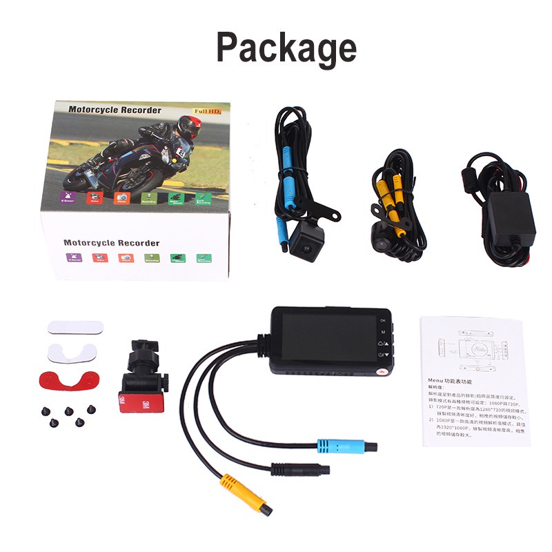 Bộ máy ảnh hành trình kép chống thấm nước gắn trước xe mô tô