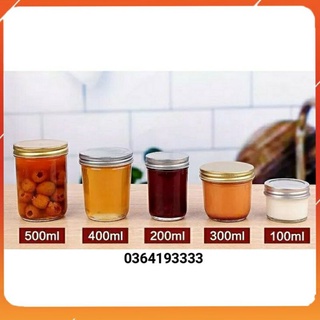 Hũ thủy tinh 100ml 200ml 300ml 400ml 500ml nắp ren vặn làm sữa chua pudding nến đựng thực phẩm