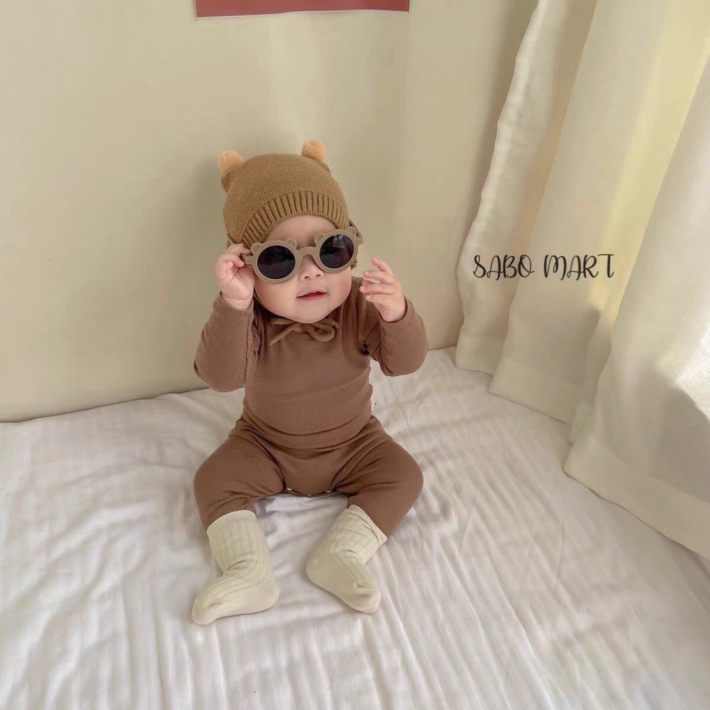 Mũ Len Tai Bông Có Dây Buộc Kiểu Dáng Hàn Quốc Xinh Yêu Cho Bé 3-24 tháng - SABOMART