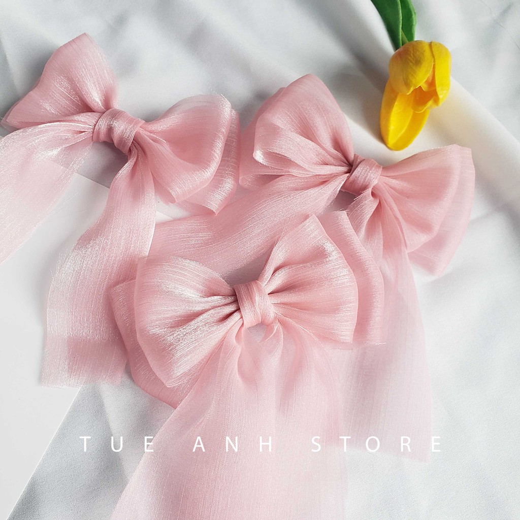 B103 - Kẹp tóc nơ voan xước cho bé