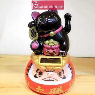 Mèo Thần Tài Daruma-Ước nguyện thành công đen 15cm