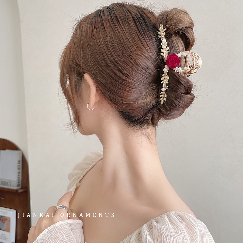 Kẹp Tóc Kim Loại Hình Hoa Hồng Sang Trọng Cho Nữ