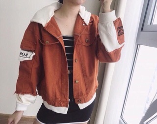 🍂🍒KHOÁC JEANS PHỐI NÓN NỈ + ẢNH THẬT🍂