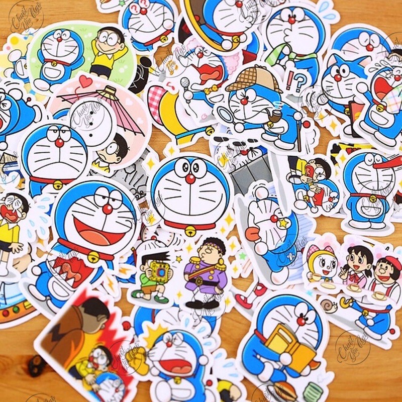 30 mẫu sticker dễ thương hình dán decal chống nước chủ đề mèo máy Đô rê mon Doraemon Cute NT 04