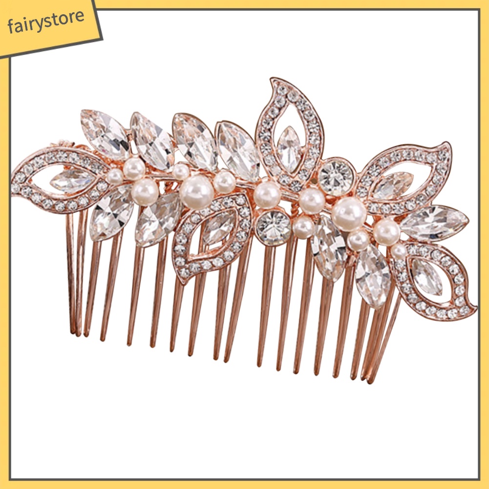 Trâm Cài Tóc Có Đính Đá &amp; Ngọc Trai Giả Cho Nữ