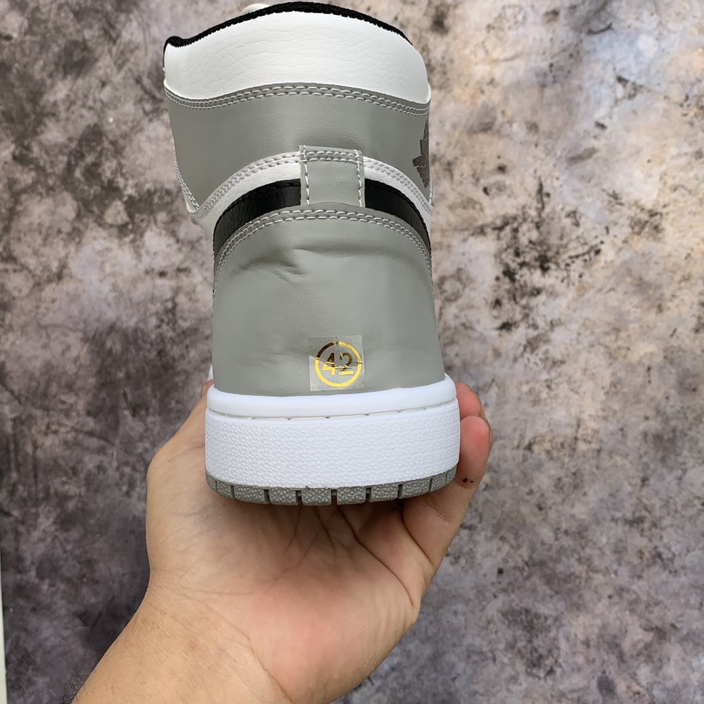 Giày thể thao jodan JD1 Retro High Light Smoke Grey cao cổ xám logo đen, GIÀY JORDAN XÁM CỔ CAO