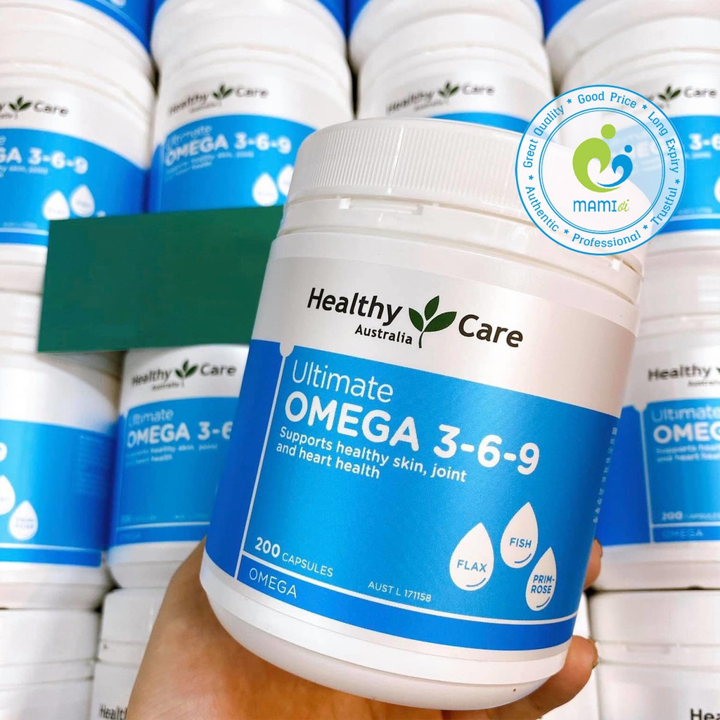 Viên uống omega (200v) hỗ trợ tuần hoàn, bảo vệ tim mạch cho người từ 2 tuổi trở lên Healthy Care Ultimate Omega 369, Úc