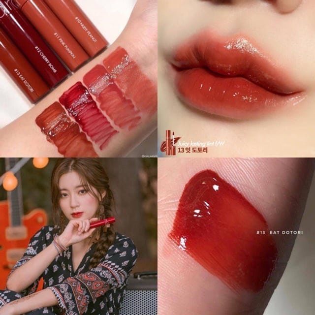 [Mẫu Mới] Son Kem Bóng Romand Màu Đỏ Nâu Gạch Juicy Velvet Tint 13 Eat Dotori