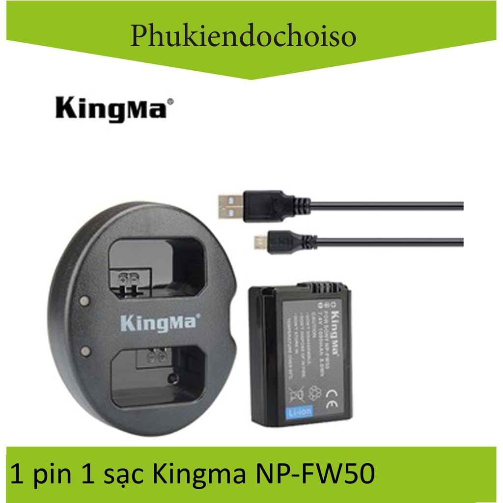 Bộ 2 pin 1 sạc Kingma cho pin Sony NP-FW50 + Hộp đựng pin, thẻ nhớ