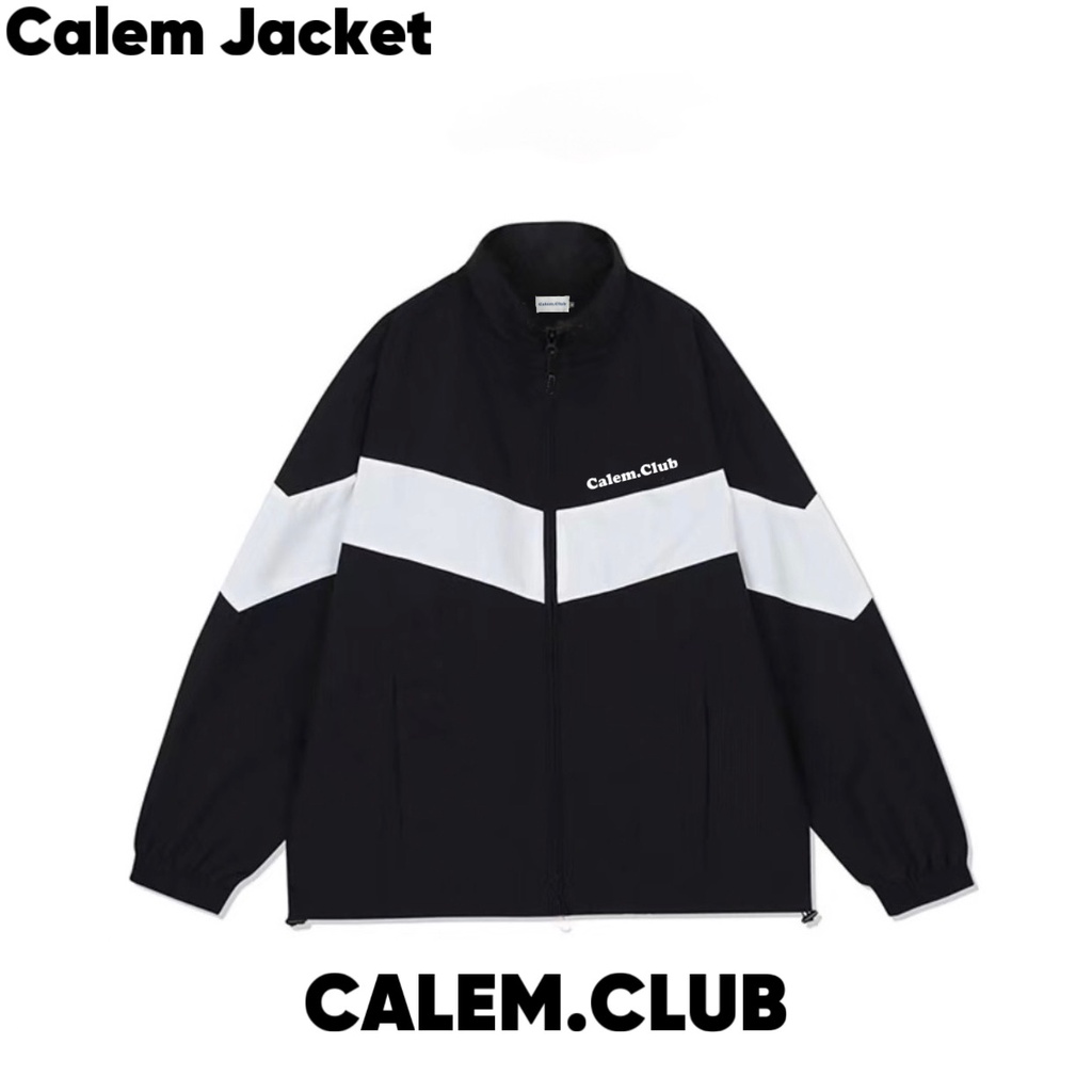 Áo Khoác dù Cổ Bẻ Calem.Club Đen Phối Màu form rộng năng động chất liệu dù 2 lớp cao cấp
