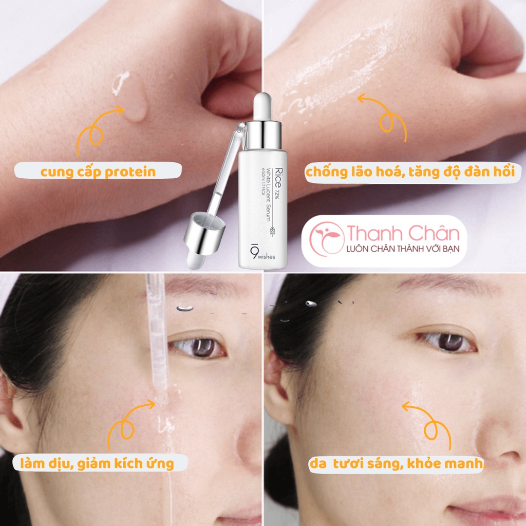 Tinh Chất Làm Sáng Da Chiết Xuất Gạo 9 Wishes Rice 72% White Lucent Serum 50ml