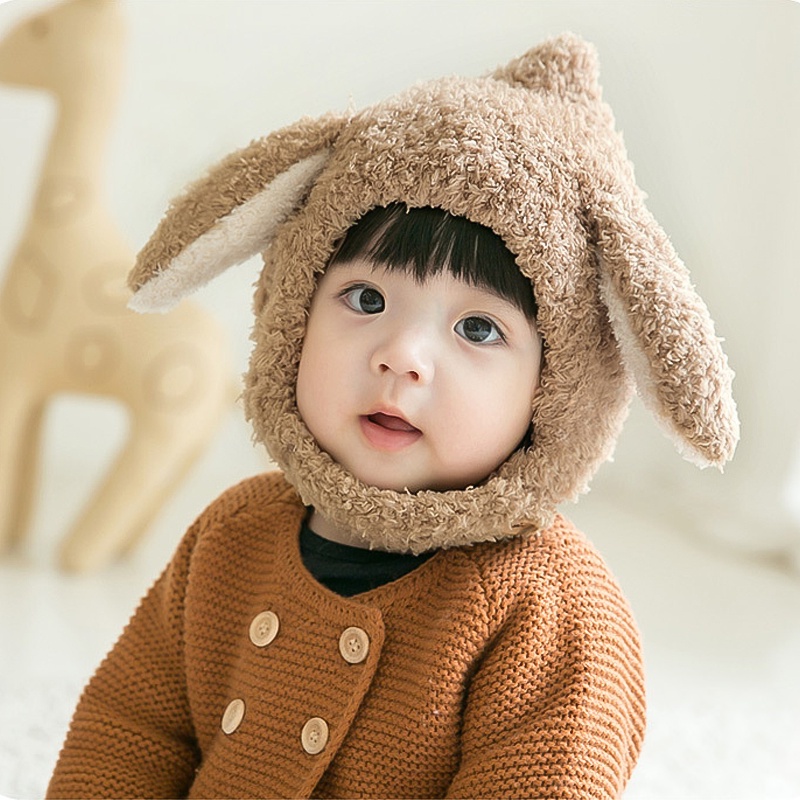 Mũ len cho bé mùa đông tai cừu trùm đầu dễ thương giá rẻ đẹp tai thỏ hàng hiệu giữ ấm trẻ sơ sinh - ML9A