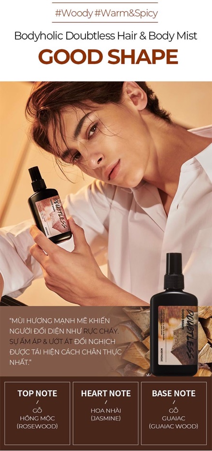 [Chính hãng ]Xịt Thơm Toàn Thân Cho Nam Hương Nước Hoa Cao Cấp BODYHOLIC Doubtless Hair & Body Mist 100ml | Thế Giới Skin Care