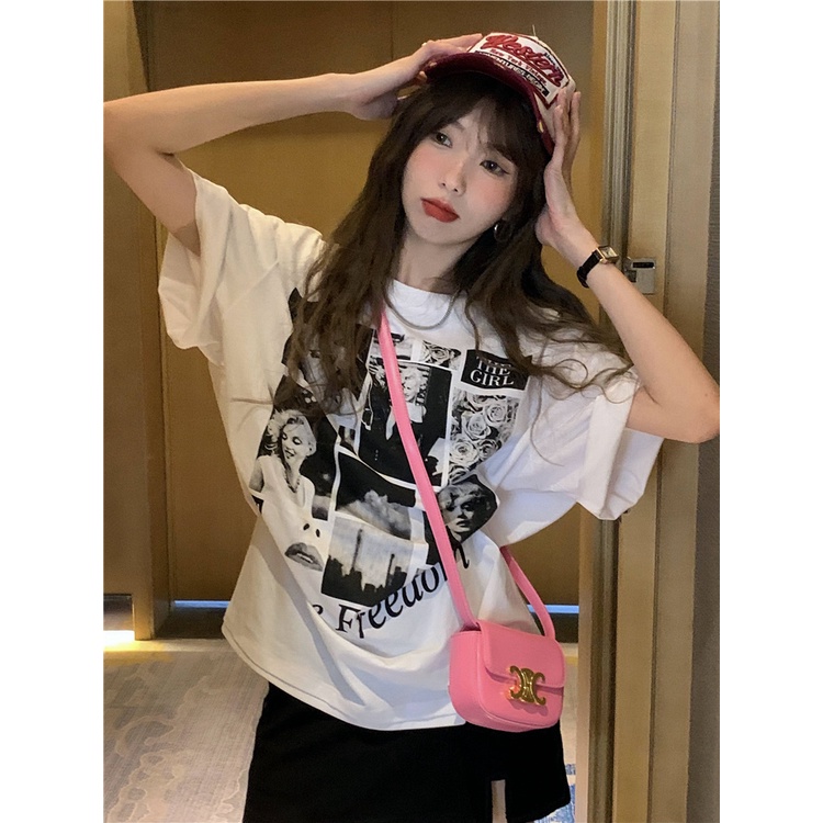 Áo Thun Nữ Ngắn Tay Cổ Tròn Thời Trang Hàn