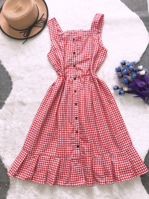 Đầm caro 2 dây đuôi cá xếp ly - [ sp bán chạy năm 2020 ] CAROTSHOP | BigBuy360 - bigbuy360.vn