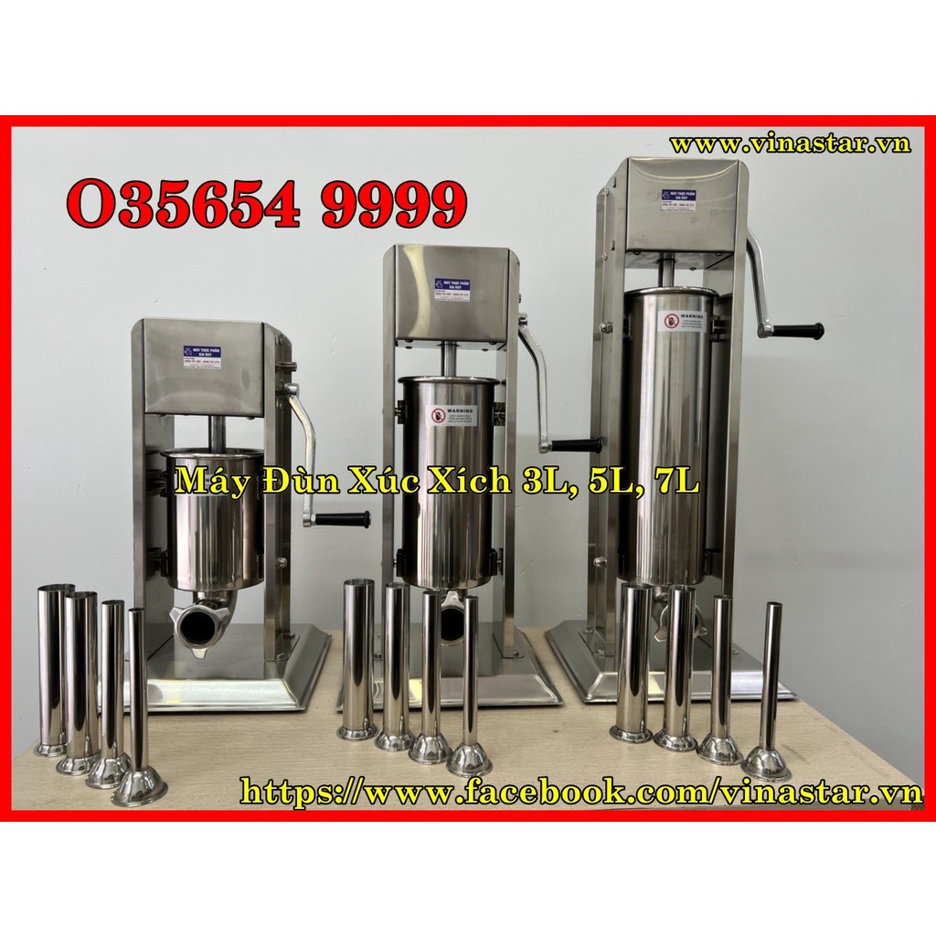 Máy Nhồi lòng dồi 3L , đùn xúc xích, lạp xưởng -Dòng cao cấp, Inox dày dặn