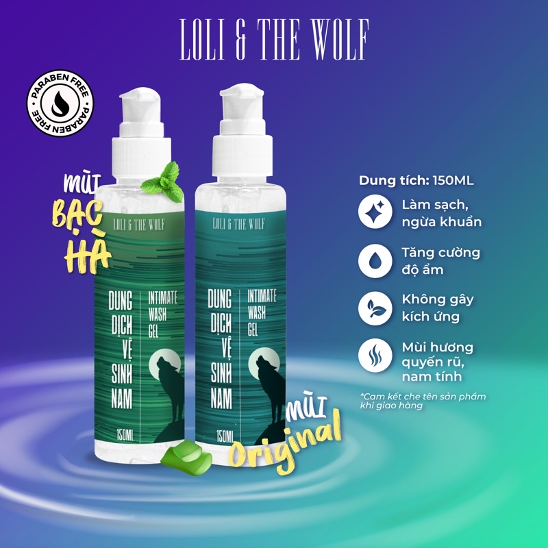 Dung dịch vệ sinh nam giới Loli The Wolf hương thơm dịu nhẹ nam tính chai vòi nhấn 150ml tiết kiệm