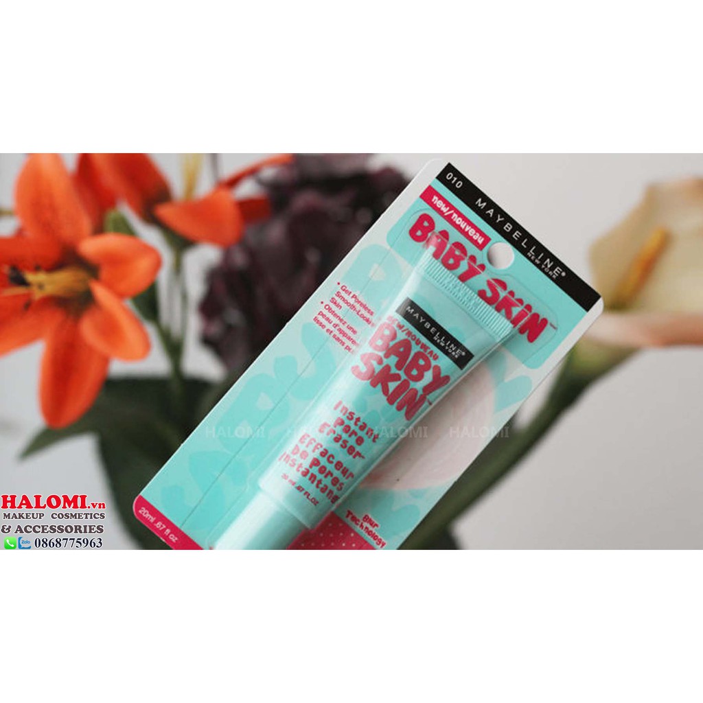 [FREESHIP] Kem Lót Baby Skin Maybelline Pore Eraser 22ml che khuyết điểm kiềm dầu phù hợp mọi loại da