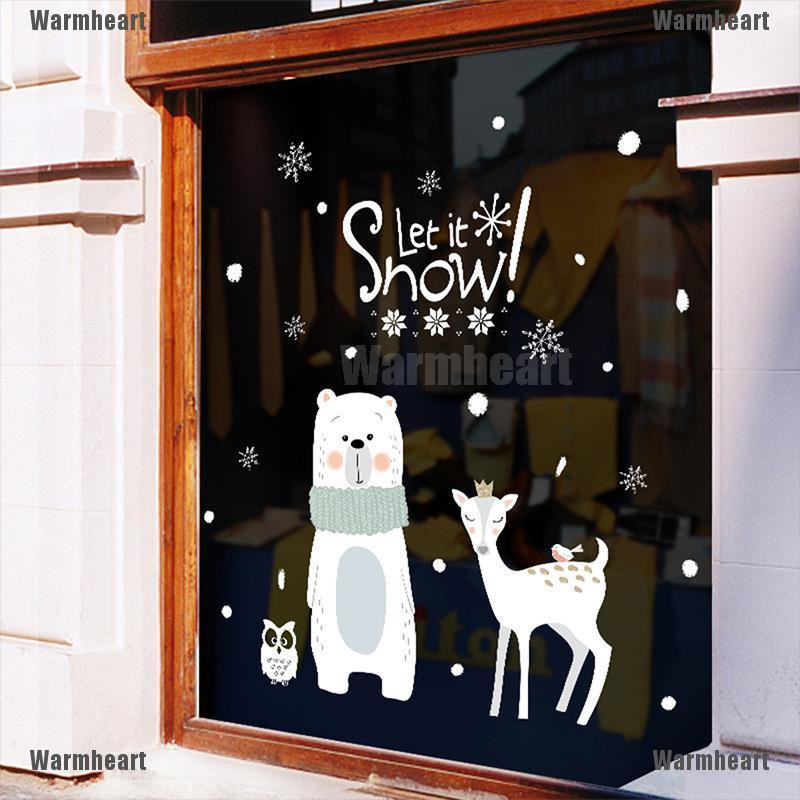 Warmheart Christmas Window Sticker Mall Decoration Xmas Snow Glass Ornament New Year Gift