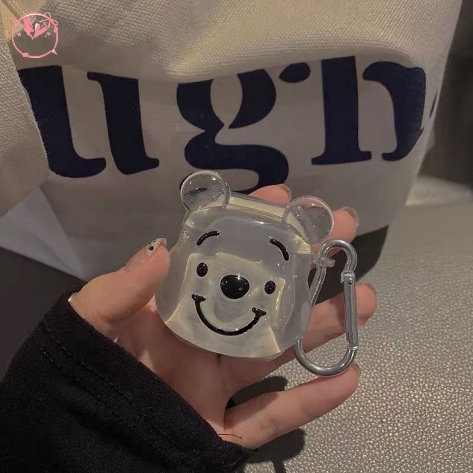 Trong Suốt Vỏ Bảo Vệ Hộp Sạc Tai Nghe airpods 3 airpods 2 pro iphone Hình Chú Gấu Dễ Thương