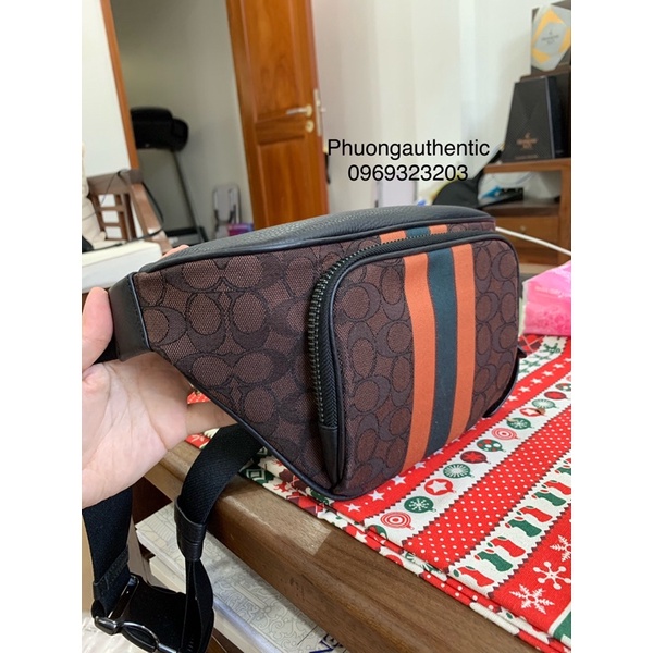 Túi belt bag Coach sọc cam cho nam AUTHENTIC