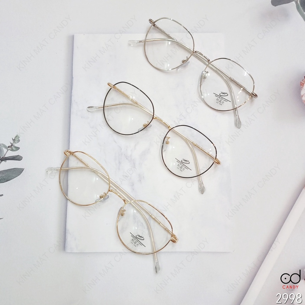 Gọng kính cận tròn kim loại nam nữ 2998 - Tiệm kính Candy