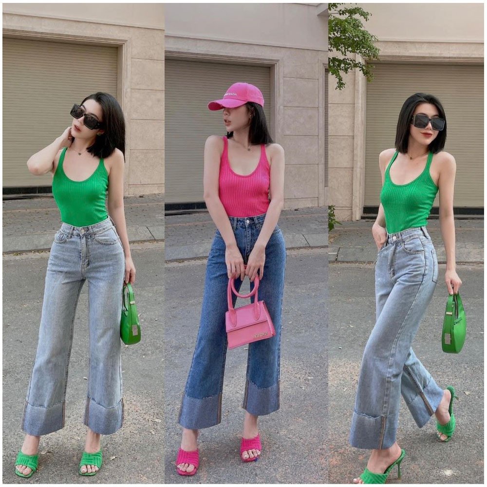 [MẪU MỚI]Quần Jean Nữ Ống Suông Cạp Cao Bản Eo To