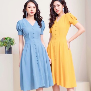 Đầm nút bọc form dài 2 màu (kèm hình thật)