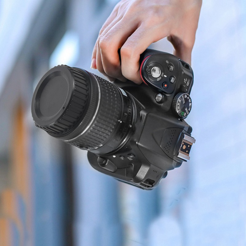 Nắp thân máy ảnh bằng nhựa màu đen + Nắp ống kính phía sau cho máy ảnh kỹ thuật số Nikon SLR FS
