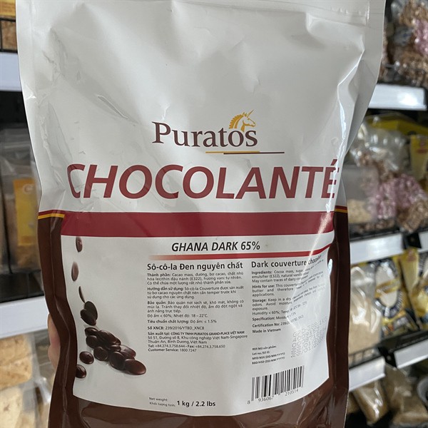 [1 kg] Socola Puratos nút đen Ghana dark 65%