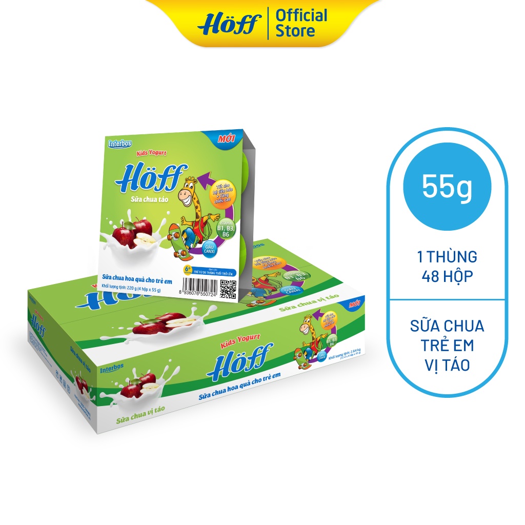Sữa Chua trẻ em vị Táo HOFF (4 vỉ - 16 hộp)