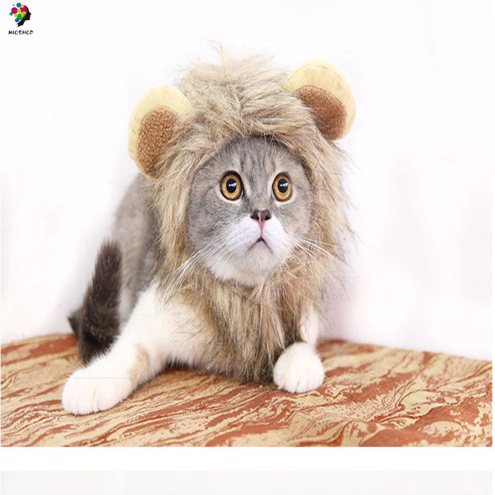MIOSHOP Funny Lion Headgear Halloween Dog Hat Cat Costume Cute Dress Bristles Animal Toys Pet Products