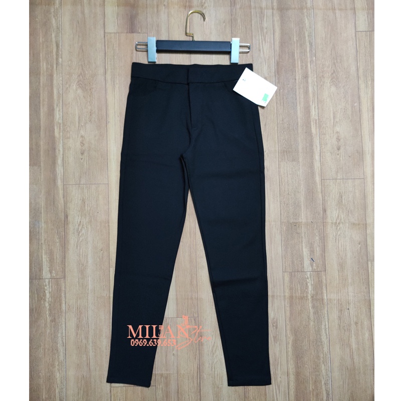 Quần legging đen nữ dài trơn ôm body cạp lưng cao 1 khuy có túi nâng mông gen bụng dáng quần tregging vải umi dày co dãn