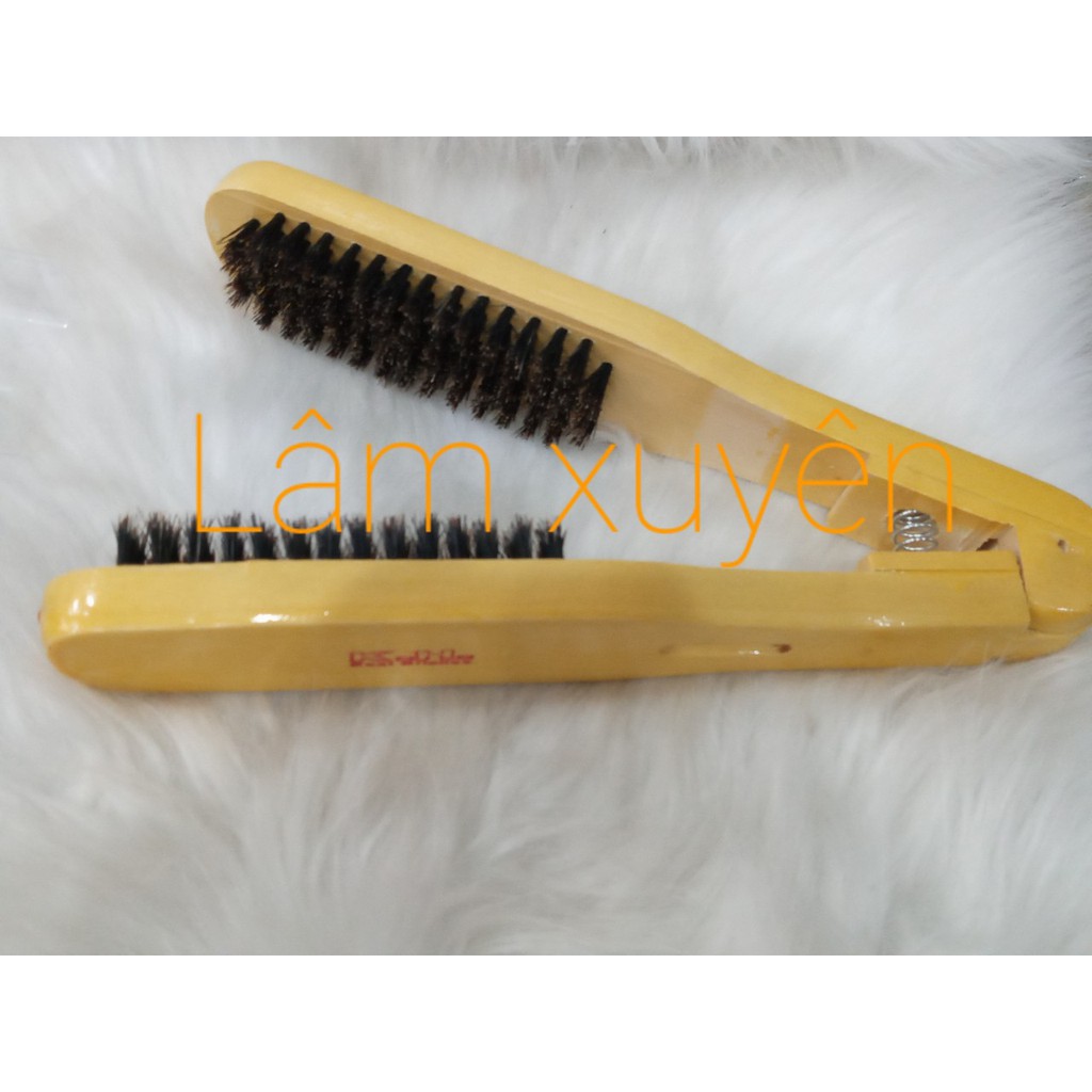 Lược kẹp kéo ép duỗi tóc cán nhựa cần gỗ lông 2 đầu salon nam nữ   😍😍FREESHIP 😍😍 chất bền,cao cấp chuyên dụng cho salon