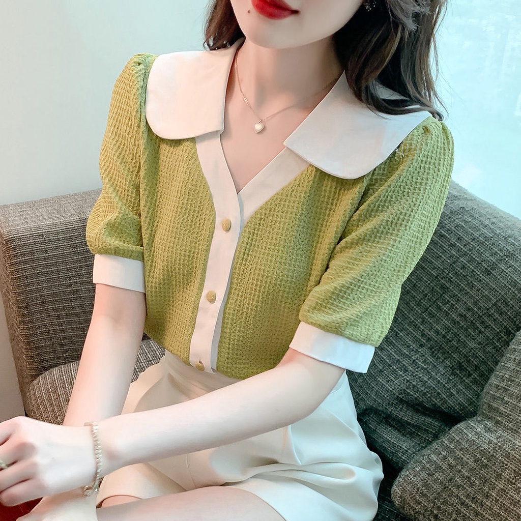 Áo Sơ Mi Chiffon Tay Ngắn Thời Trang Mùa Hè Hàn Quốc Dành Cho Nữ 2022 Mới