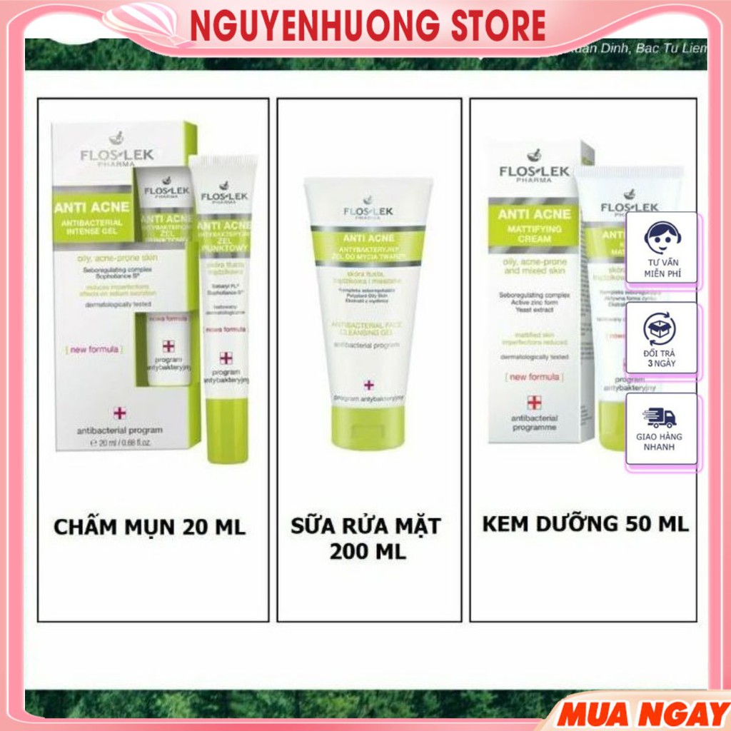 Bộ sản phẩm Floslek Anti Acne cho da mụn Kiểm soát ,cân bằng lượng dầu trên bề mặt da.Có tách lẻ - NguyenHuong Store | BigBuy360 - bigbuy360.vn